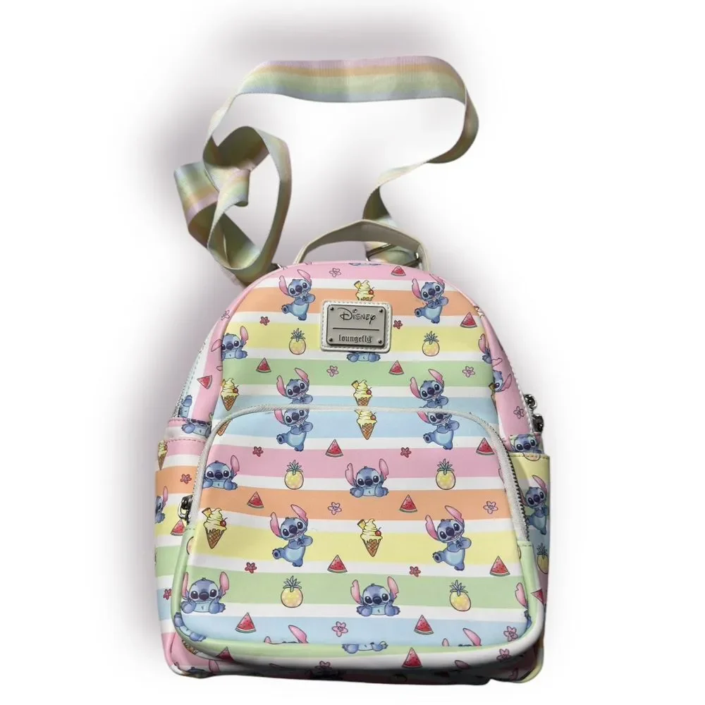 Loungefly Disney Lilo & Stitch Rainbow Fruit Convertible Mini‎ Backpack